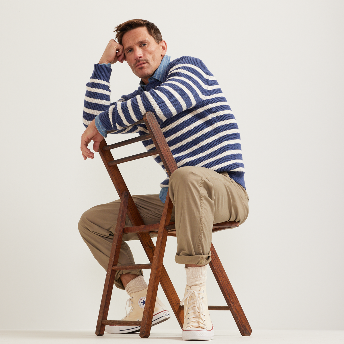 Men's Signature Roll Neck Sweater - Stripe