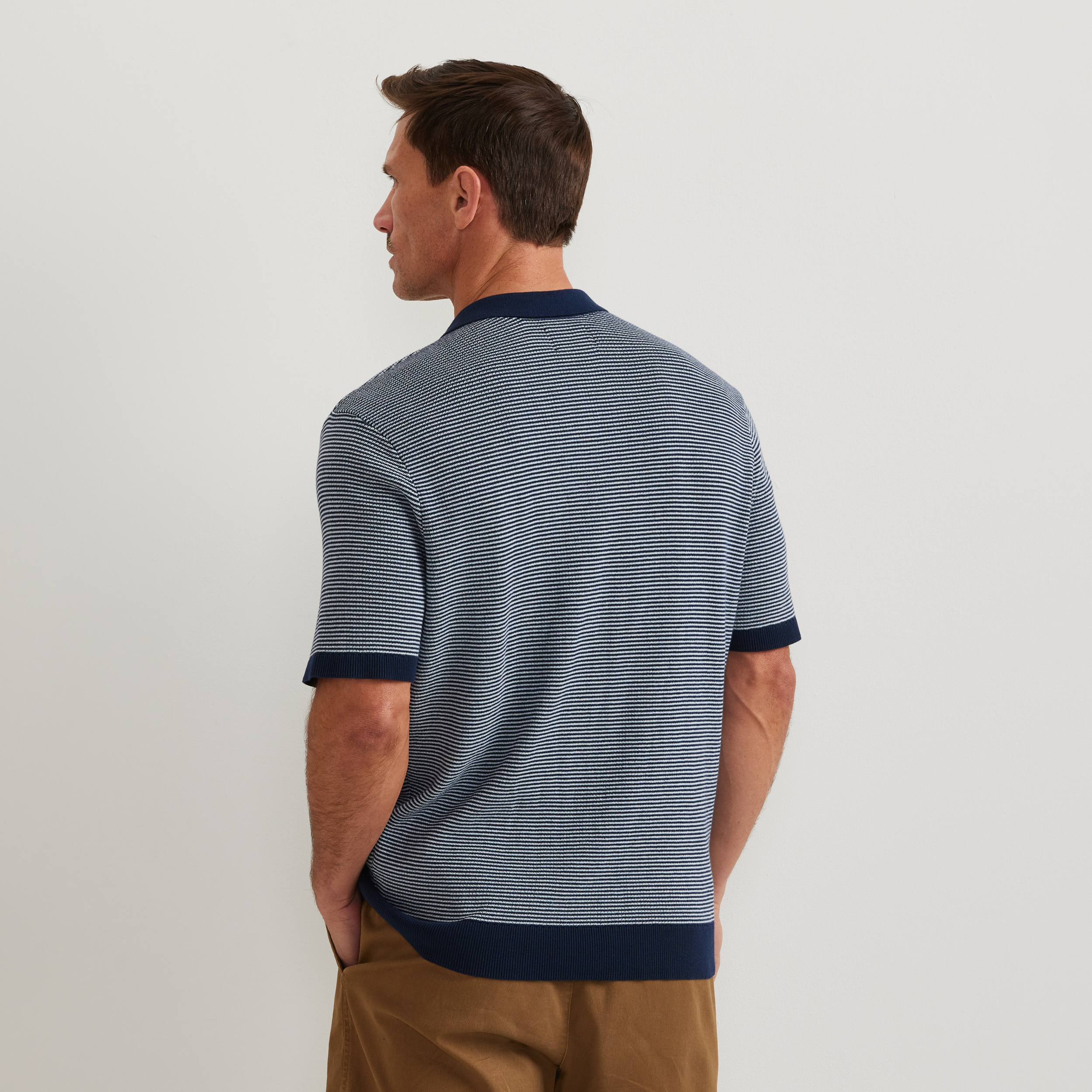 Men's Short Sleeve Novelty Polo Sweater - Stripe