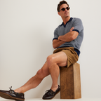 Men's Short Sleeve Novelty Polo Sweater - Stripe