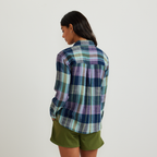 Women's Cotton Slub Plaid Long-Sleeve Shirt