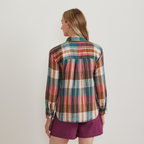 Women's Cotton Slub Plaid Long-Sleeve Shirt