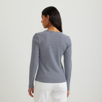 Women's Long-Sleeve Ribbed Henley T-Shirt - Stripe