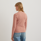 Women's Long-Sleeve Ribbed Henley T-Shirt - Stripe