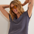 Women's Textured Microstripe Polo Sweater