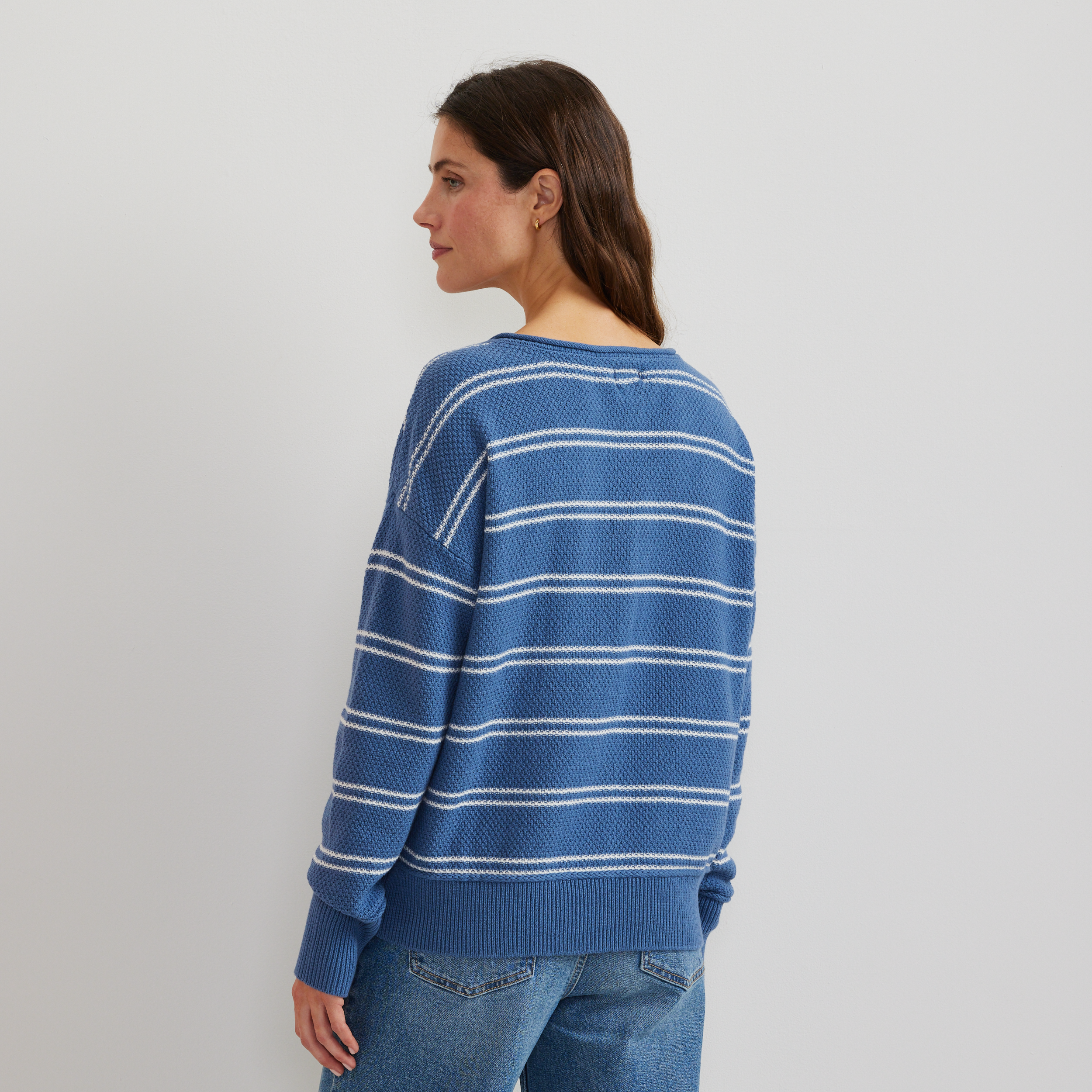 Women's V-Neck Sweater - Stripe