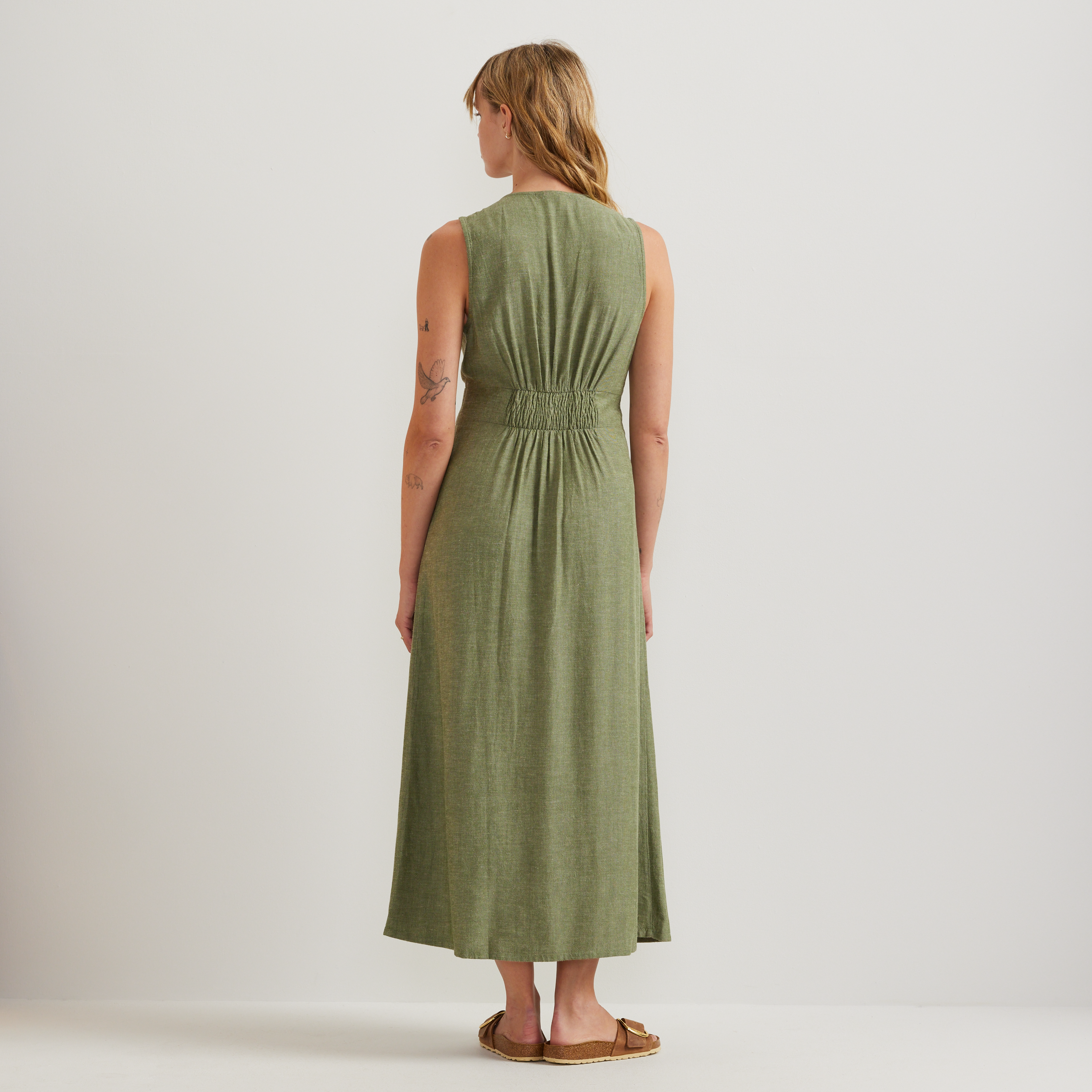 Women's Button Front Midi Dress