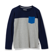 Boys Territory Long-Sleeve Pocket T-Shirt - NAVY BLUE