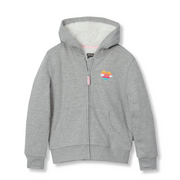 Girls Camp Fleece Faux Shearling-Lined Hoodie - GREY HEATHER