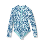 Girls Sea Spray Ls One Piece Swimsuit - PARADISE BLUE