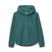 Boys Basin Thermal Hooded Button Down - MALLARD