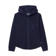 Boys Basin Thermal Hooded Button Down - PEACOAT