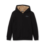Boys Camp Fleece Faux Shearling Hoodie - BLACK