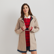 Women's Cloud Cap Waterproof Stretch Hooded Rain Parka - Tan
