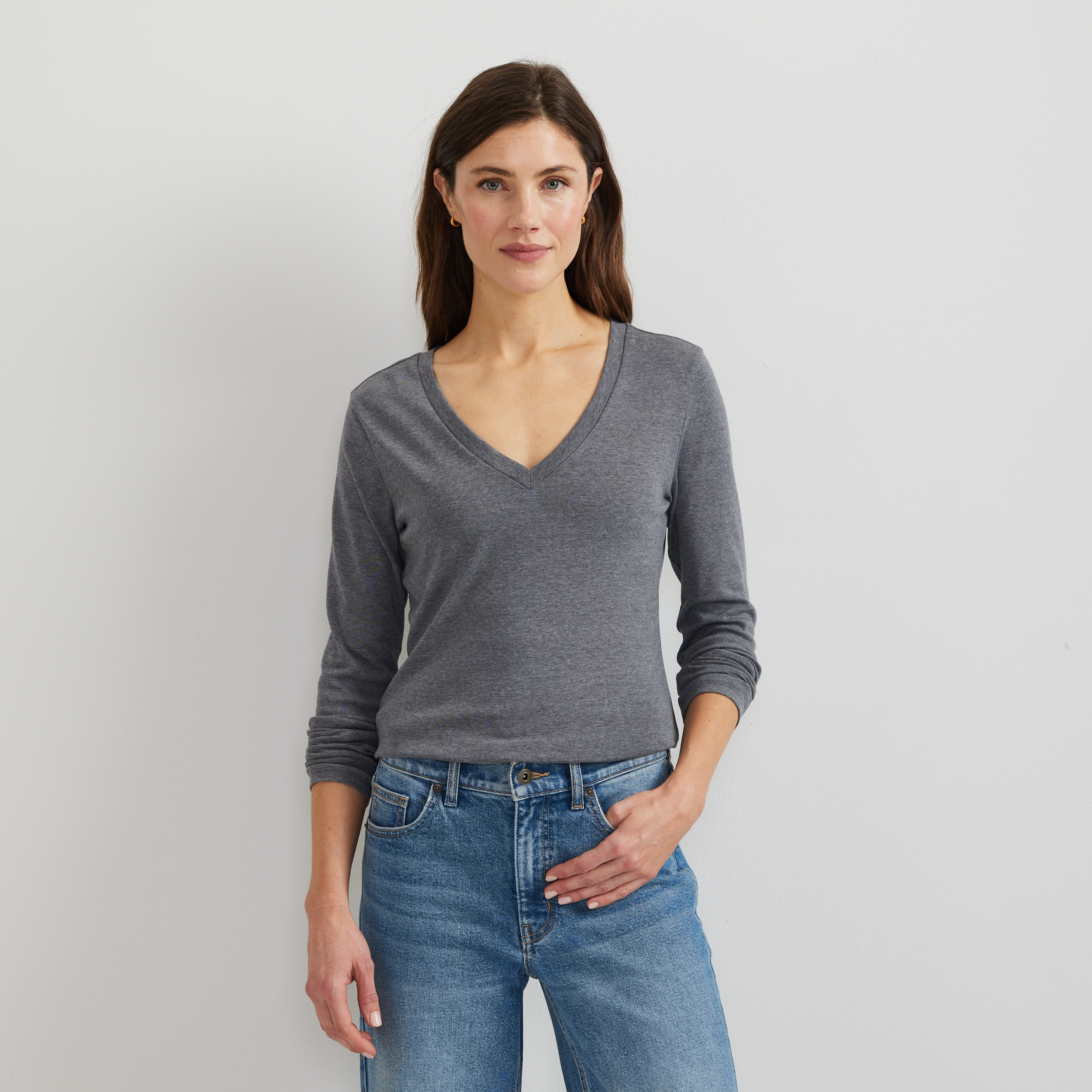 Women's Everyday Long-Sleeve V-Neck T-Shirt