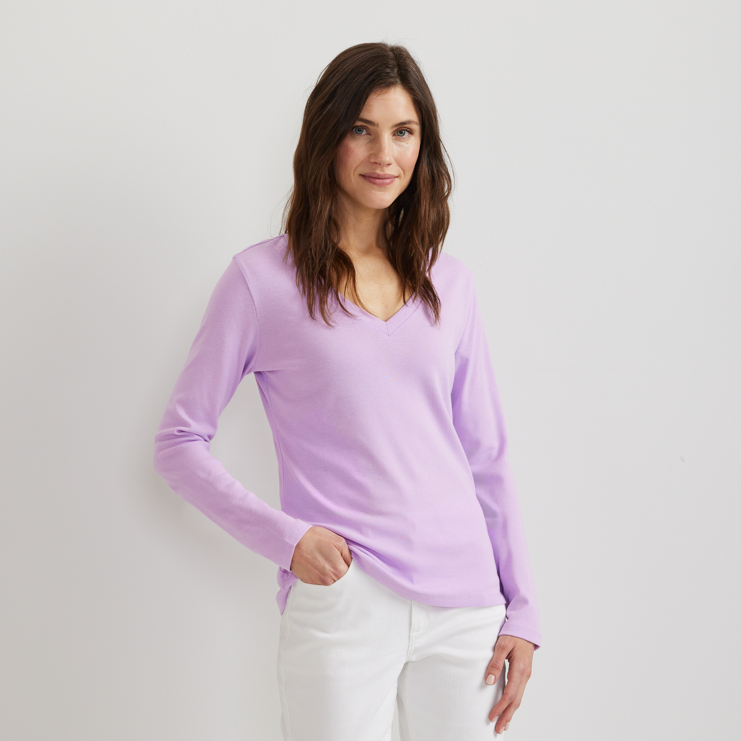 Women's Everyday Long-Sleeve V-Neck T-Shirt