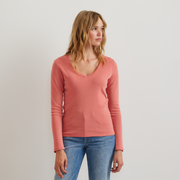 Women's Everyday Long-Sleeve V-Neck T-Shirt - Tangelo