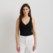 Women's Pointelle Dobby Tank - Black