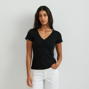 Women's Pointelle Dobby Shirt - Black