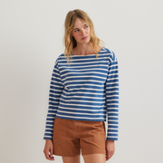 Women's Sailor Bateau Neck T-Shirt - Tile Blue