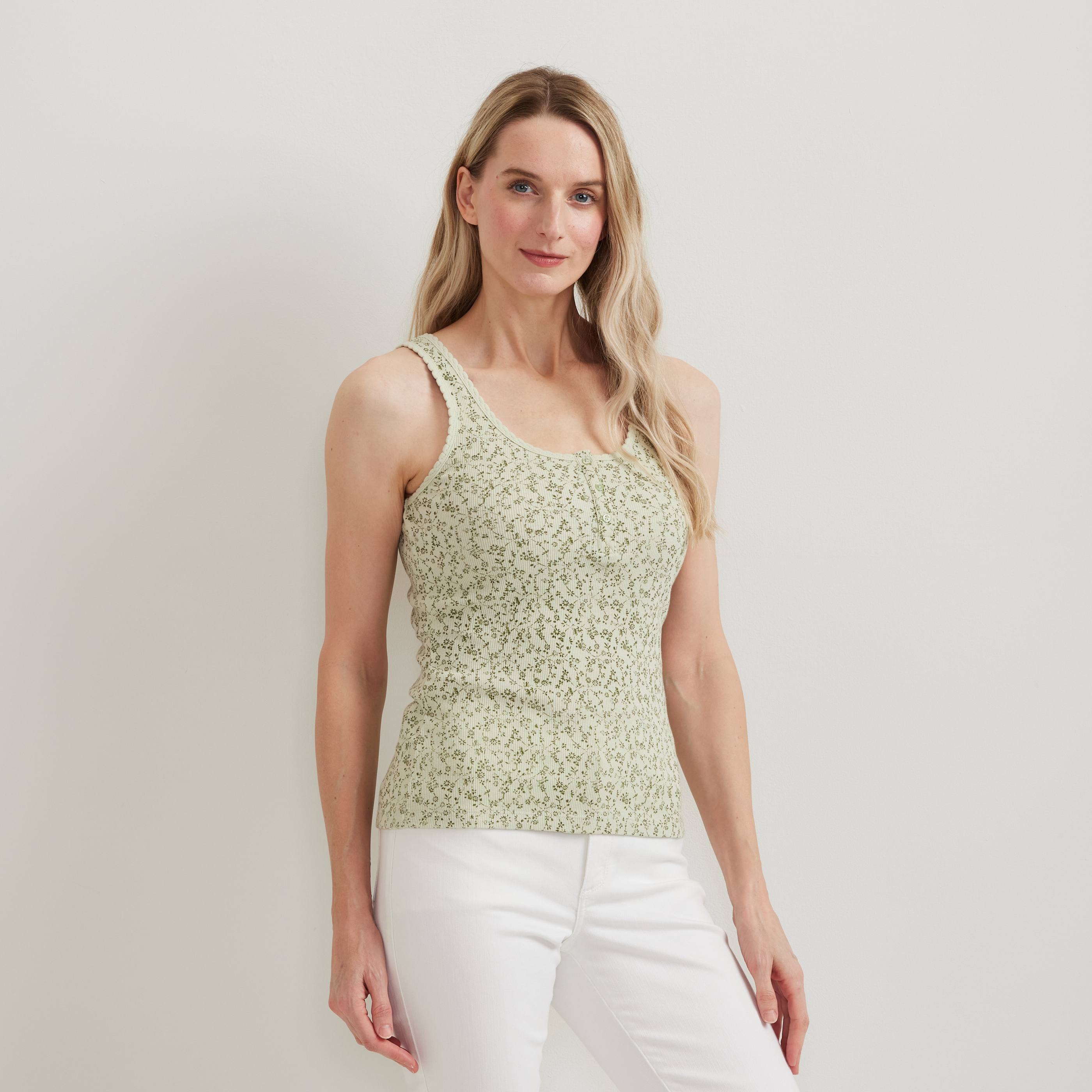 Women's Ribbed Henley Tank