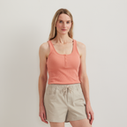 Women's Ribbed Henley Tank