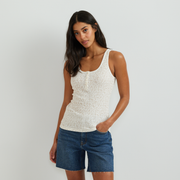 Women's Ribbed Henley Tank - Ivory