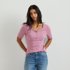 Women's Softline Short-Sleeve Ribbed Henley