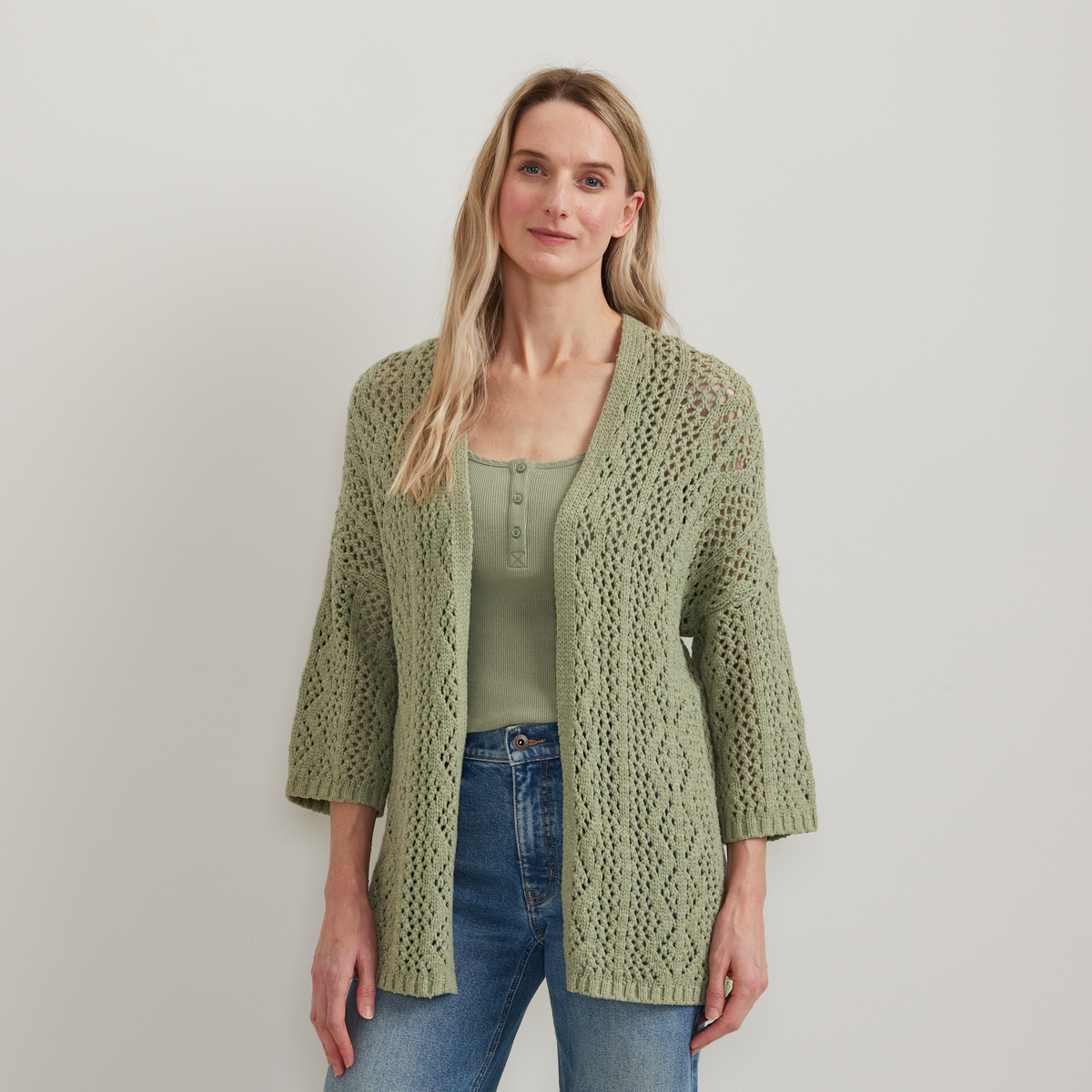 Women's Long Open Stitch Cardigan
