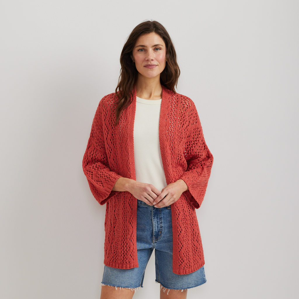 Women's Long Open Stitch Cardigan