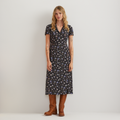 Women's Camp Collar Short-Sleeve Midi Dress