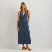 Women's Button Front Midi Dress - Dusk