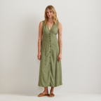 Women's Button Front Midi Dress