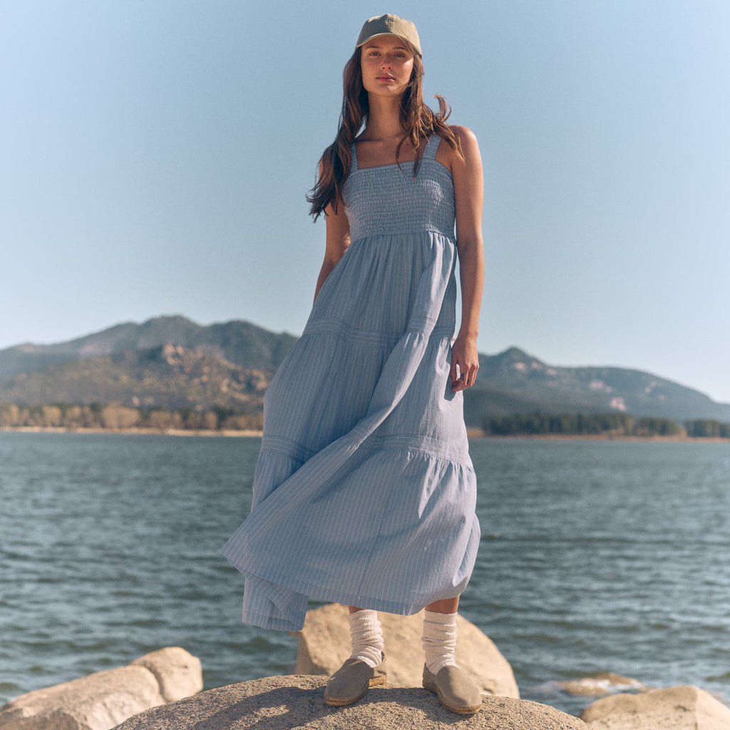 Women's Smocked Tiered Midi Dress