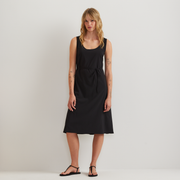 Women's Departure Tie Front Midi Dress - Black