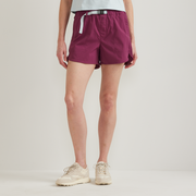 Women's Belted Ripstop Shorts - Wine