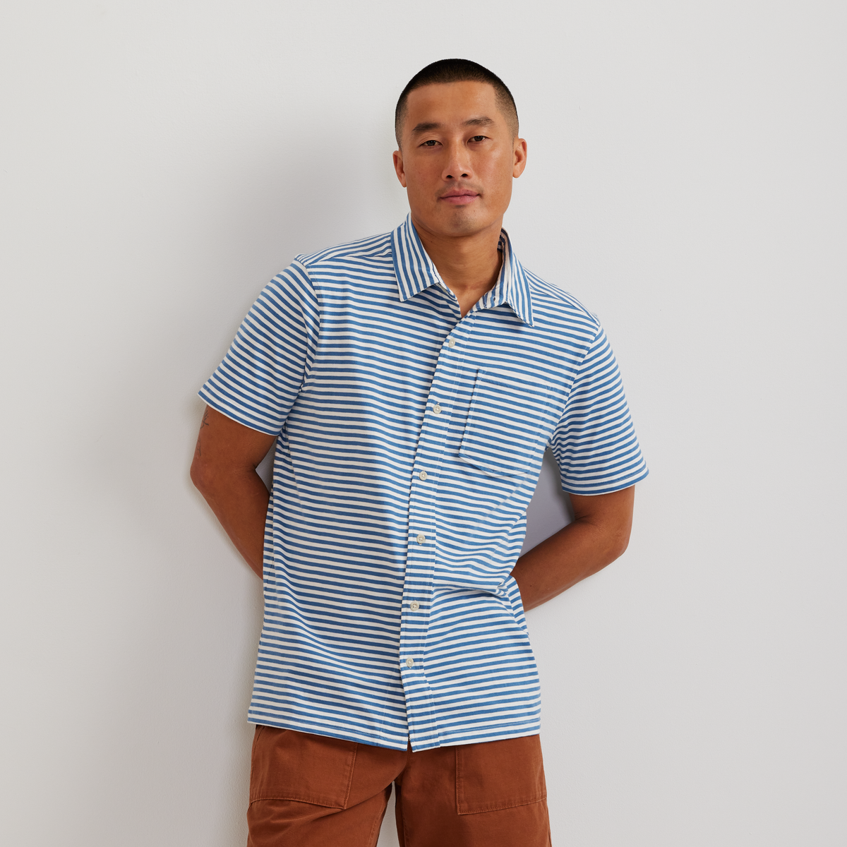 Men's Knit Baja Pocket Button-Up Shirt