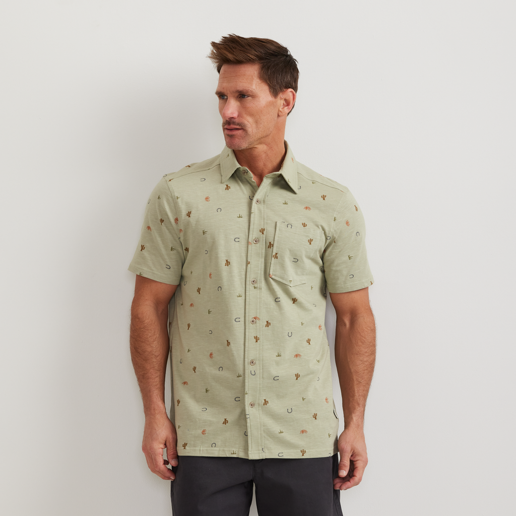 Men's Knit Baja Pocket Button-Up Shirt