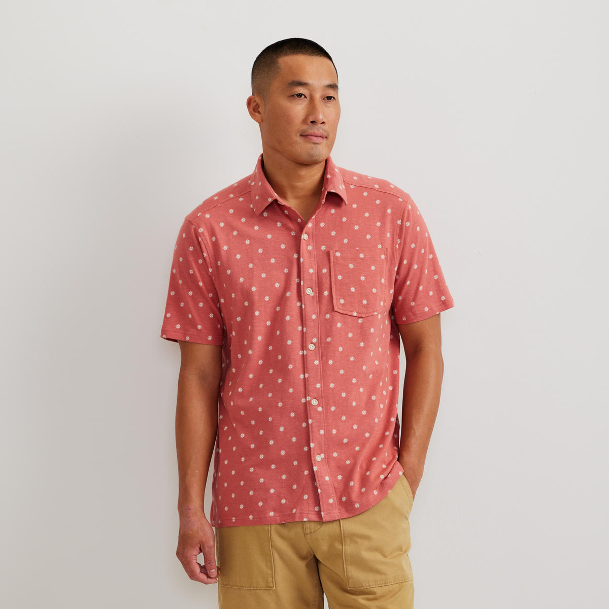 Men's Knit Baja Pocket Button-Up Shirt