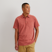 Men's Sunwashed Cotton Pocket Polo - Mineral Red