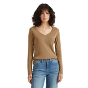 Women's Fav Long-Sleeve V-Neck T-Shirt - Camel