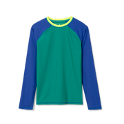 Boys Sea Spray Colorblock LS Rashguard - BLUE GREEN