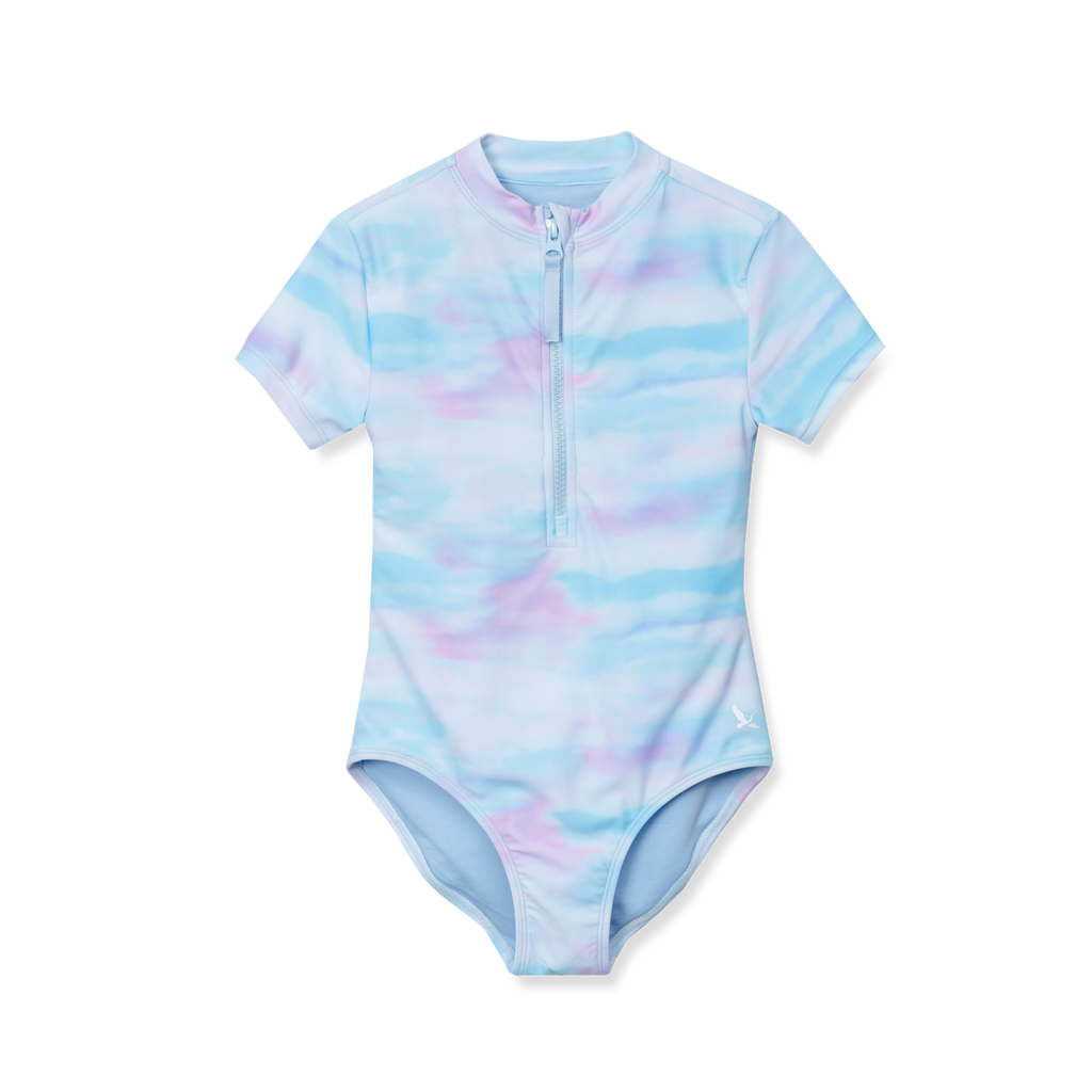 Girls Sea Spray SS One PC Zip Front Swimsuit