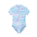 Girls Sea Spray SS One PC Zip Front Swimsuit