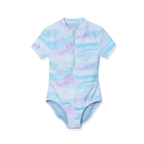 Girls Sea Spray SS One PC Zip Front Swimsuit