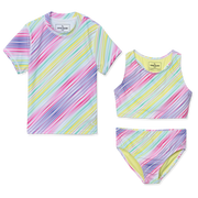 Girls Sea Spray 3 PC Short Sleeve Swim Set - AQUA