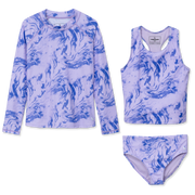 Girls Sea Spray 3 PC LS Swim Set - LAVENDER