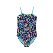 Girls Sea Spray Printed Swimsuit - AQUA SPLASH