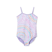 Girls Sea Spray Printed Swimsuit - LAVENDER