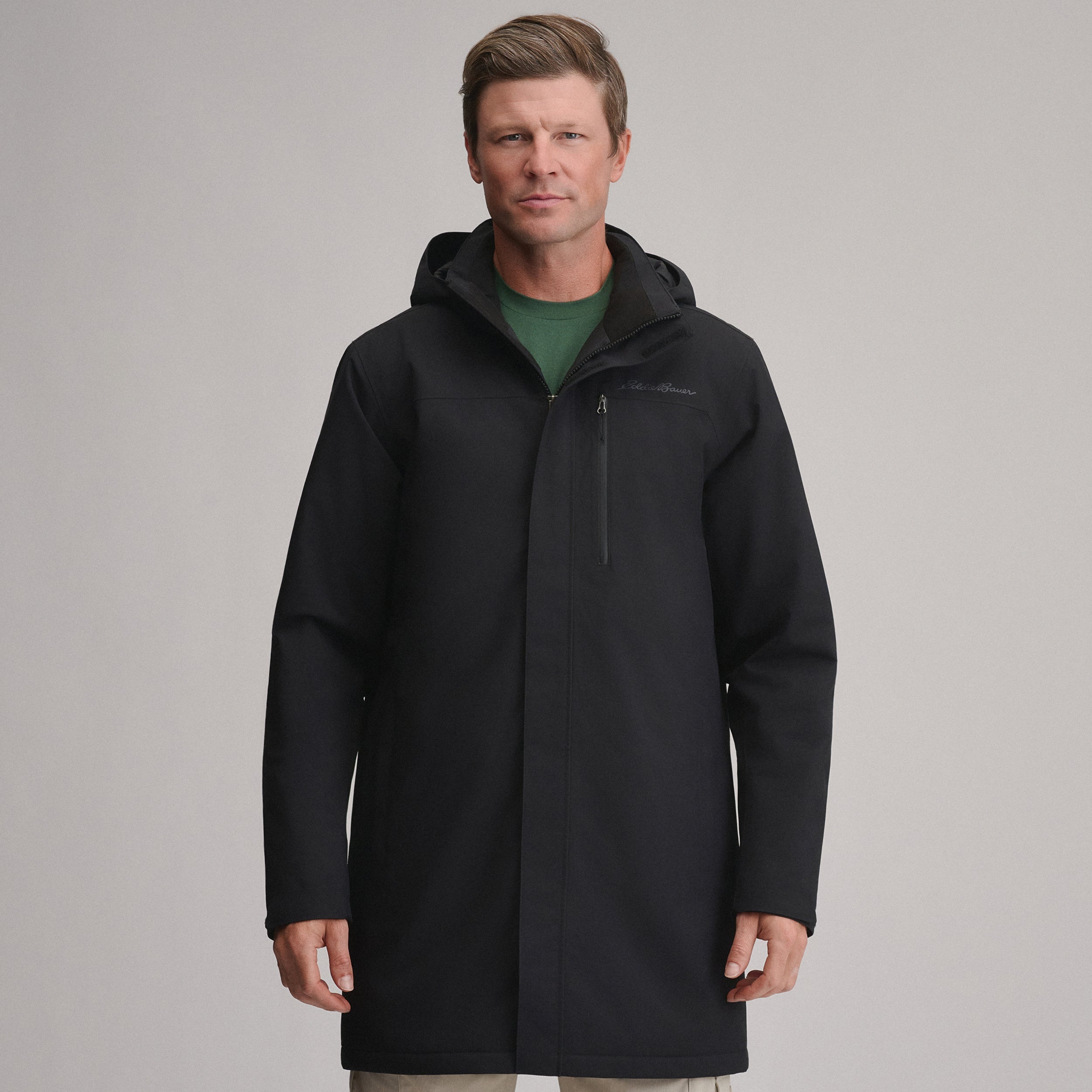 Men's Mainstay Insulated Waterproof Hooded Trench Coat