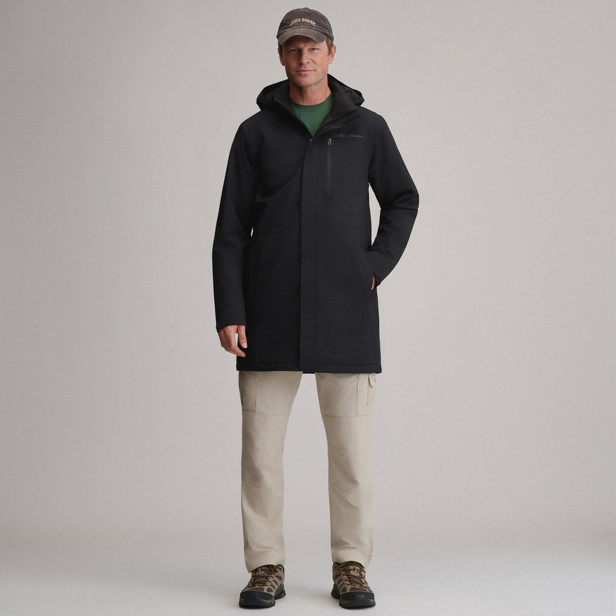 Men's Mainstay Insulated Waterproof Hooded Trench Coat